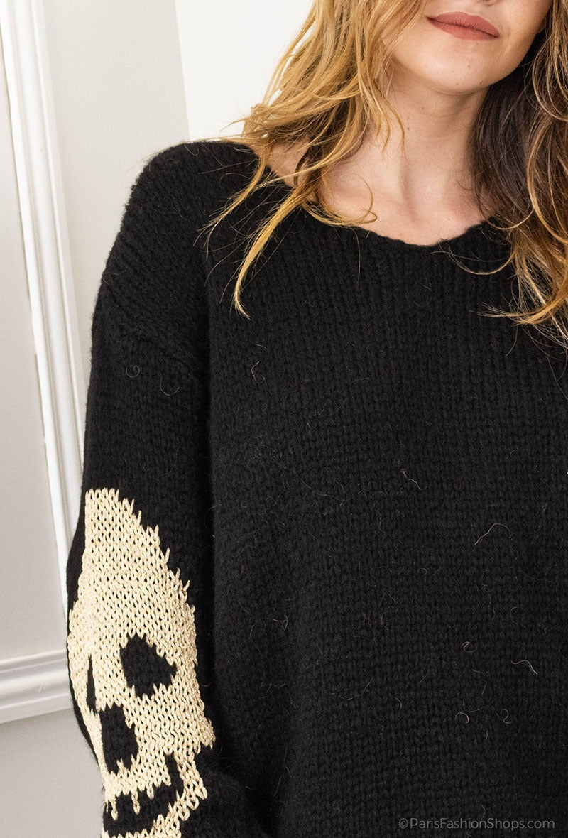 Sparkly Skulls Jumper Black Clarence and Alabama