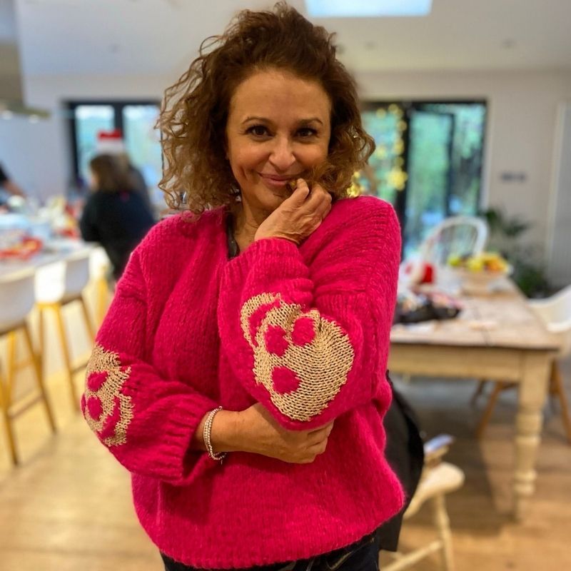 Sparkly Skulls Jumper with Mohair Fuchsia Clarence and Alabama